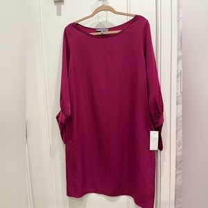 Donna Ricco Pink Shift dress with Tie Wrist Sleeves